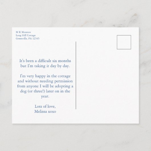 ネイビエレガントーブルーピンク離婚住所の変更 案内ポストカード (裏面)