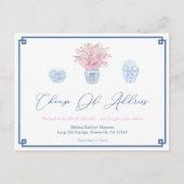 ネイビエレガントーブルーピンク離婚住所の変更 案内ポストカード (正面)