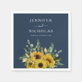 ネイビエレガントーブルーフローラひま結婚わり スタンダードカクテルナプキン (正面)