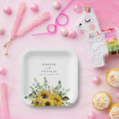 ネイビエレガントーブルーフローラひま結婚わり ペーパープレート (パーティー)