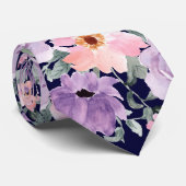 ネイビエレガントーブルーフローラウォーター結婚カラー ネクタイ (ロール)