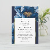 ネイビエレガントーブルーフローラシックブライダルシャワー 招待状 (スタンド正面)