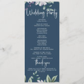 ネイビエレガントーブルーフローラス結婚クリプトの式 プログラム (裏面)