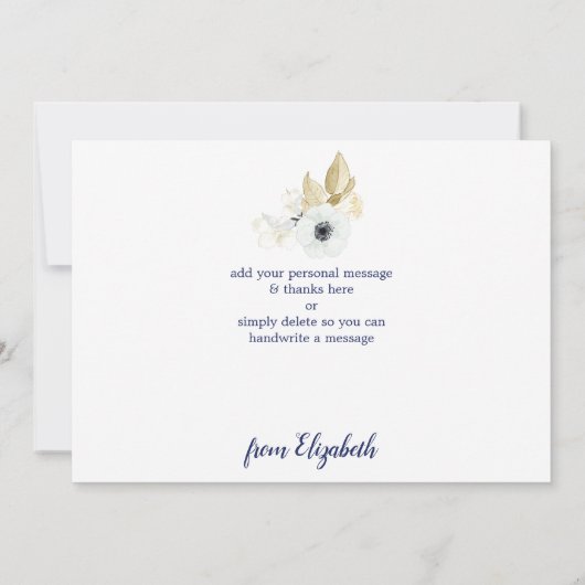 ネイビエレガントーブルーフローラバルミツワー サンキューカード (裏面)