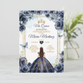 ネイビエレガントーブルーフローラプリンセスキニャネラ 招待状 (スタンド正面)