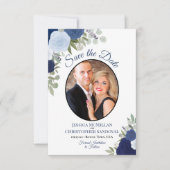 ネイビエレガントーブルーフローラボホシック結婚の写真 セーブザデート (正面)