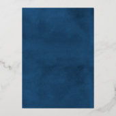 ネイビエレガントーブルーフローラリース実在ブライダルシャワー 箔招待状 (裏面)