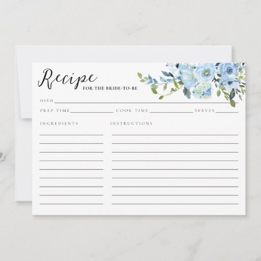 ネイビエレガントーブルーフローラ水彩ブライダルシャワー (正面)