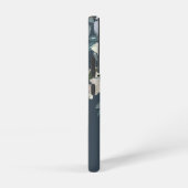 ネイビエレガントーブルーフローラ水彩モノグラム SAMSUNG GALAXYケース (右側面)