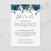 ネイビエレガントーブルーフローラ結婚ズ エンクロージャーカード (正面)