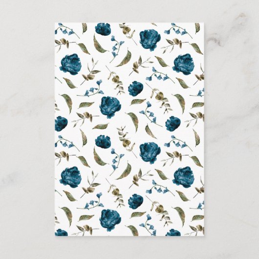 ネイビエレガントーブルーフローラ結婚ズ エンクロージャーカード (裏面)