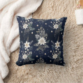 ネイビエレガントーブルーフローラ クッション (ブランケット)