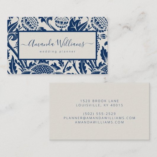 ネイビエレガントーブルーフローラ 名刺 (正面/裏面)