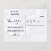 ネイビエレガントーブルーマーブル絞り染め結婚ズサンキュー ポストカード (裏面)