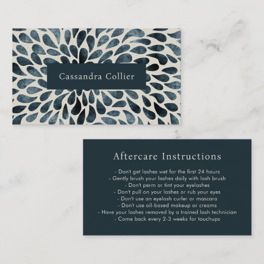 ネイビエレガントーブルーモダンアフターケア手順 名刺 (正面/裏面)