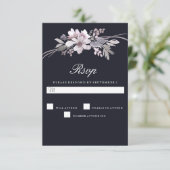 ネイビエレガントーブルーモダンタ結婚ブの垂直 出欠カード (スタンド正面)