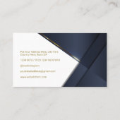ネイビエレガントーブルーモダン金ゴールドラインプロフェッショナル部 名刺 (裏面)