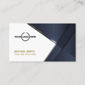 ネイビエレガントーブルーモダン金ゴールドラインプロフェッショナル部 名刺 (正面)