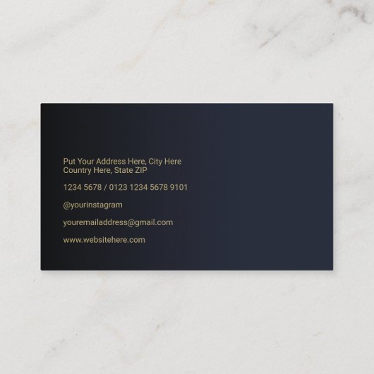 ネイビエレガントーブルーモダン金ゴールドラインプロフェッショナル 名刺 (裏面)