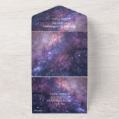 ネイビエレガントーブルーモダン銀河系RSVP QRコードすべてI オールインワン招待状 (外側)