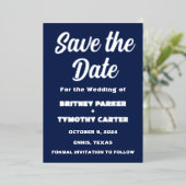 ネイビエレガントーブルーモダンQRコード写真 箔招待状 (立ち正面)