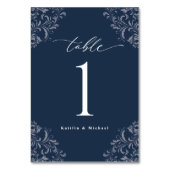 ネイビエレガントーブルーヴィンテージクラシックスモール結婚ズTa テーブルナンバー (裏面)