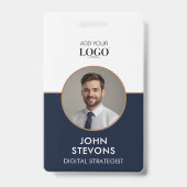 ネイビエレガントーブルー事業名タグ写真テンプレート バッジ (表面)