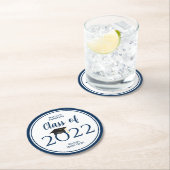 ネイビエレガントーブルー卒業パーティー ラウンドペーパーコースター (インサイチュ)