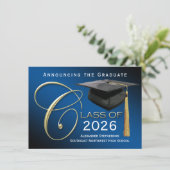 ネイビエレガントーブルー卒業発表 招待状 (スタンド正面)