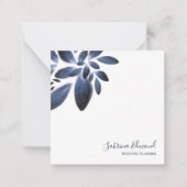 ネイビエレガントーブルー多肉株の葉署名 ノートカード (正面)