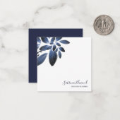 ネイビエレガントーブルー多肉株の葉署名 ノートカード (正面/裏面インサイチュ)