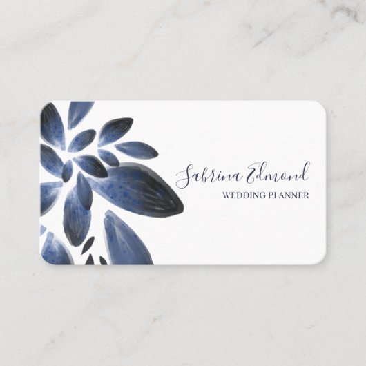 ネイビエレガントーブルー多肉株の葉署名 名刺 (正面)