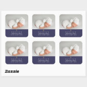 ネイビエレガントーブルー宗教十字写真洗礼 スクエアシール (シート)