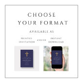 ネイビエレガントーブルー宗教十字少年の確認 招待状