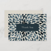 ネイビエレガントーブルー抽象芸術モダン サンキューカード (正面/裏面)