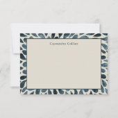 ネイビエレガントーブルー抽象芸術モダン ノートカード (正面)