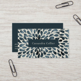 ネイビエレガントーブルー抽象芸術モダン 名刺