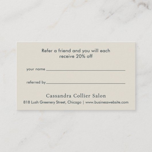 ネイビエレガントーブルー抽象芸術モダン 紹介カード (裏面)