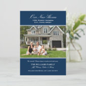 ネイビエレガントーブルー新しいホームフォトムービング 案内状 (スタンド正面)