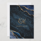 ネイビエレガントーブルー瑪瑙の結婚式の日付を保存 セーブザデート (裏面)