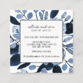 ネイビエレガントーブルー白フローラ水彩化粧水 スクエア名刺 (裏面)