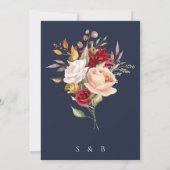 ネイビエレガントーブルー秋フローラ結婚ズ 招待状 (裏面)