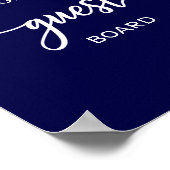 ネイビエレガントーブルー結婚のゲストボードサイン ポスター (角)