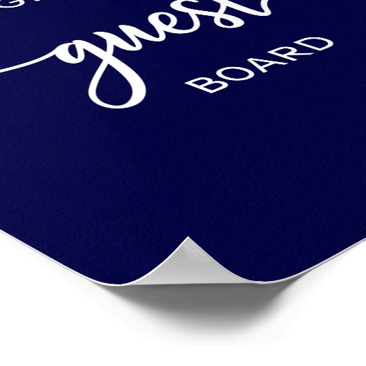 ネイビエレガントーブルー結婚のゲストボードサイン ポスター (角)