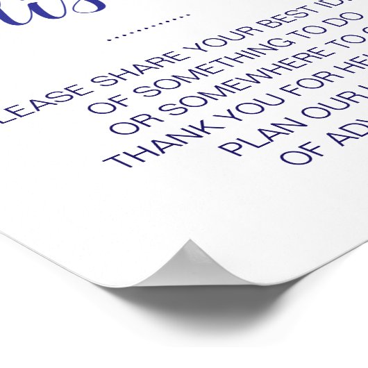 ネイビエレガントーブルー結婚のバケットリストアイディア記号 ポスター (角)