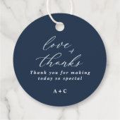 ネイビエレガントーブルー結婚の上品なラウンドメッセージカード フェイバータグ (裏面)