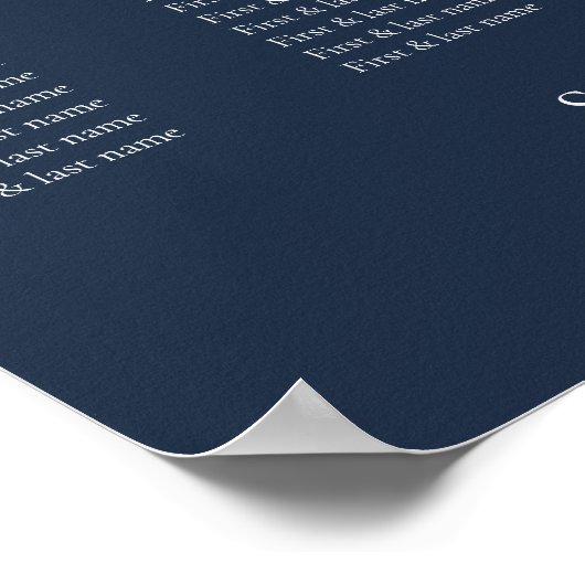 ネイビエレガントーブルー結婚の座席表 ポスター (角)