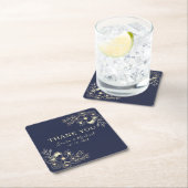 ネイビエレガントーブルー結婚の感謝 スクエアペーパーコースター (インサイチュ)