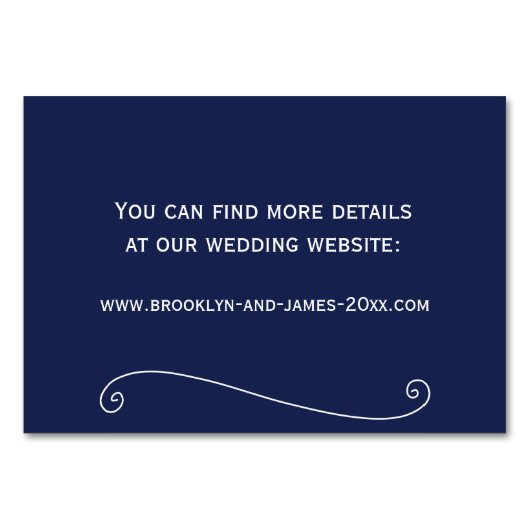 ネイビエレガントーブルー結婚ズ宿泊カード テーブルナンバー (裏面)