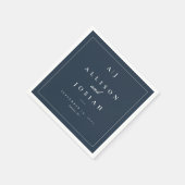 ネイビエレガントーブルー結婚ズ スタンダードカクテルナプキン (角)